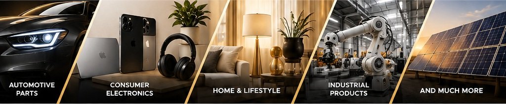 Automotive parts, consumer electronics, home and lifestyle, industrial products, and more